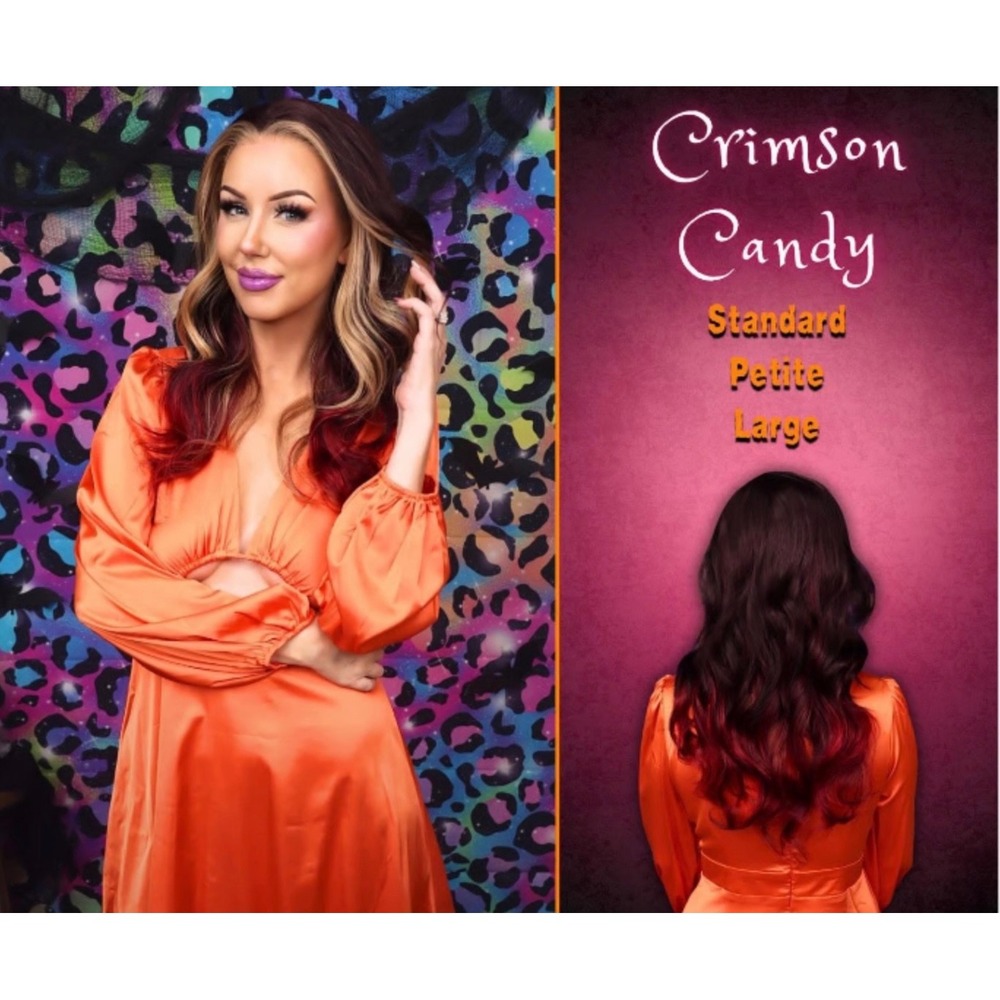 CSC - Crimson Candy Petite - Chelsey Smith Crowns Halloween Wig Brunette Red